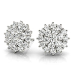white gold diamond cluster earrings