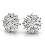 white gold diamond cluster earrings