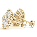 yellow gold diamond cluster earrings