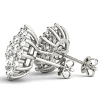 white gold diamond cluster earrings