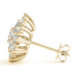 yellow gold diamond cluster earrings