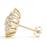 yellow gold diamond cluster earrings