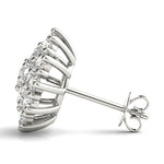 white gold diamond cluster earrings