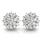 white gold diamond cluster earrings