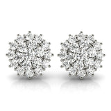 white gold diamond cluster earrings