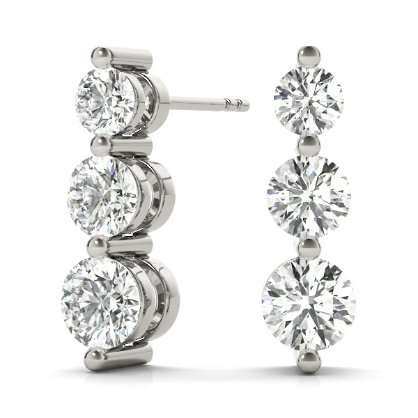 3 stone diamond leverback earrings Outlet