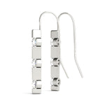 white gold three stone diamond drop earrings