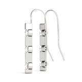 white gold three stone diamond drop earrings