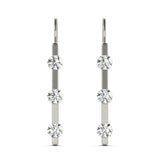 white gold three stone diamond drop earrings