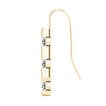 yellow gold three stone diamond drop earrings 