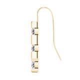 yellow gold three stone diamond drop earrings 