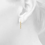 yellow gold three stone diamond drop earrings 