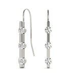 white gold three stone diamond drop earrings