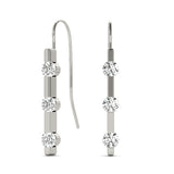white gold three stone diamond drop earrings