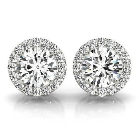 white gold diamond halo earrings