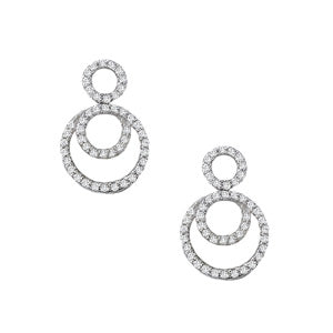white gold circle drop diamond earrings
