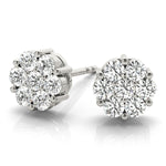 white gold diamond cluster earrings
