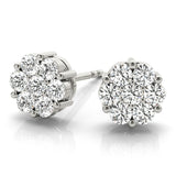 white gold diamond cluster earrings