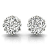 white gold diamond cluster earrings