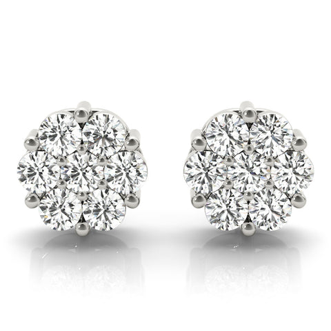 white gold diamond cluster earrings