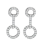 white gold double circle diamond drop earrings