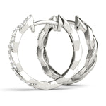 platinum twisted diamond hoop earrings