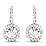 white gold halo drop diamond earrings
