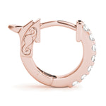 rose gold single row diamond huggie earrings