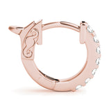 rose gold single row diamond huggie earrings