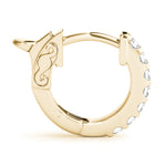 yellow gold single row diamond huggies