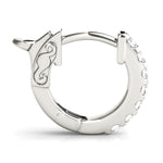 white gold single row diamond huggie earrings