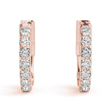 rose gold single row diamond huggie earrings