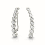 white gold bezel set diamond ear climbers