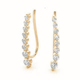 yellow gold graduated diamond ear climbers 