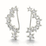 white gold diamond star ear climbers