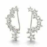 white gold diamond star ear climbers