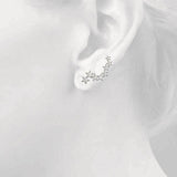white gold diamond star ear climbers
