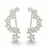 white gold diamond star ear climbers