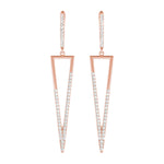 rose gold triangle drop diamond earrings