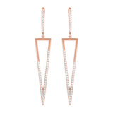 rose gold triangle drop diamond earrings