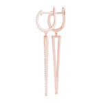 rose gold triangle drop diamond earrings
