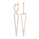 rose gold triangle drop diamond earrings