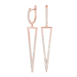 rose gold triangle drop diamond earrings