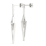 white gold triangular diamond drop earrings