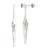 white gold triangular diamond drop earrings