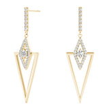 yellow gold triangular diamond drop earrings 