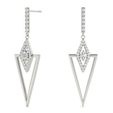 white gold triangular diamond drop earrings