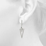 white gold triangular diamond drop earrings