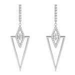white gold triangular diamond drop earrings
