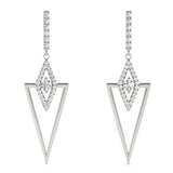 white gold triangular diamond drop earrings